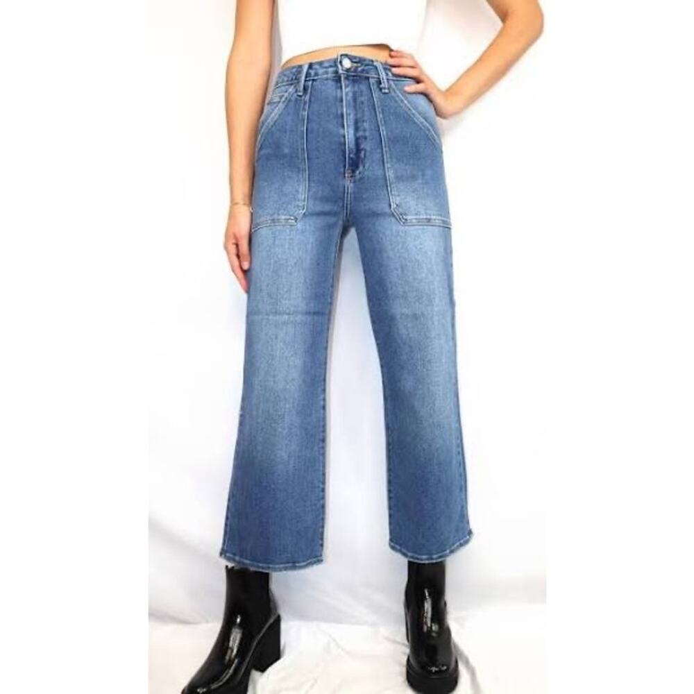 NWT-Modern American Farrah Alabama Blue Farrah Crop Utility Jeans Size26 Ret$158